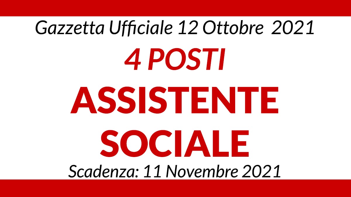 Concorso 4 posti Assistente Sociale Comune di Pescara