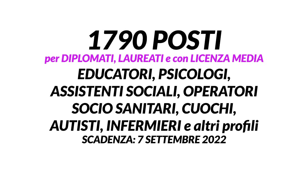 1790 posti per DIPLOMATI LAUREATI e con LICENZA MEDIA avviso pubblico SICILIA 2022