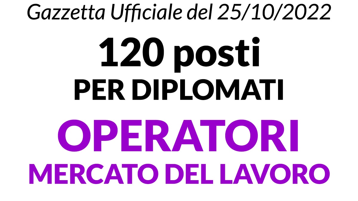 120 posti per diplomati OPERATORI DEL MERCATO DEL LAVORO concorso CITTA' METROPOLITANA DI MILANO 