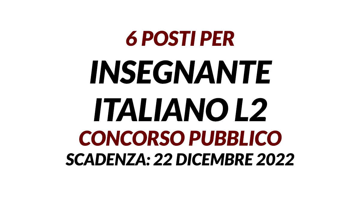 6 posti per INSEGNANTE ITALIANO L2 concorso pubblico per lavorare presso l'Università