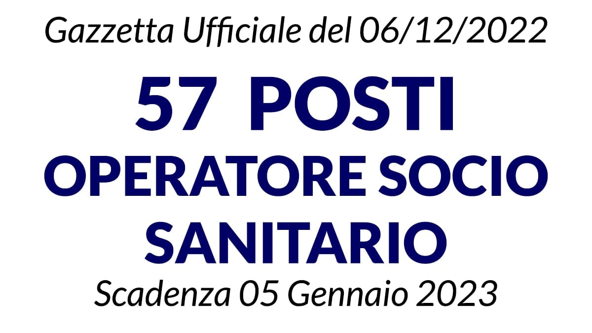 57 POSTI OPERATORE SOCIO SANITARIO CONCORSO PUBBLICO ARES SARDEGNA 2022