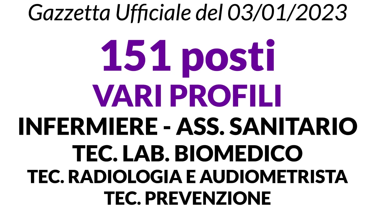 151 posti vari profili concorso pubblico servizio sanitario del Friuli-Venezia Giulia