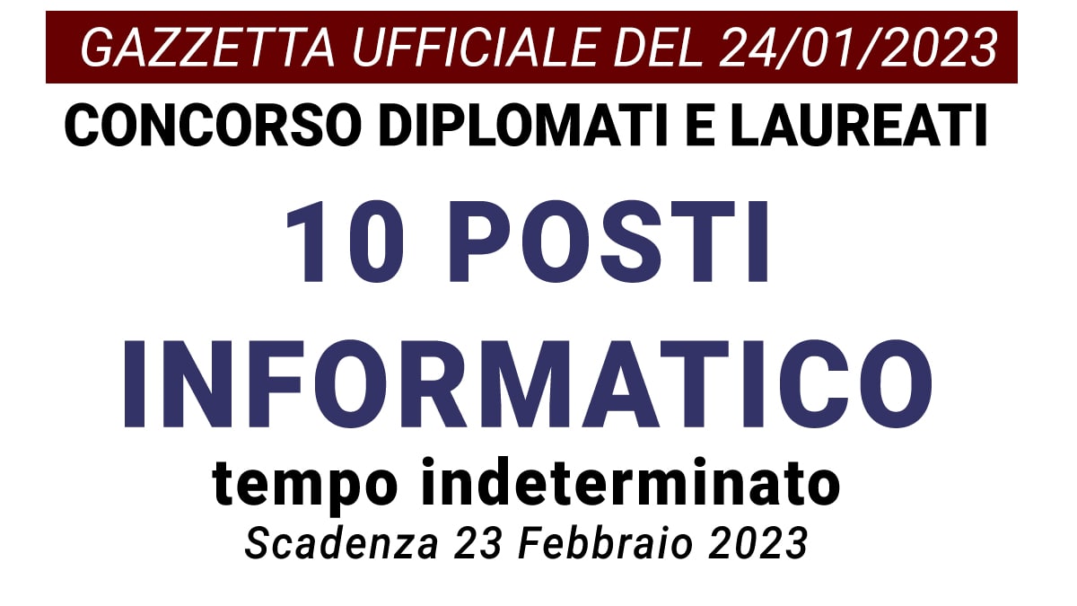 10 posti per diplomati e laureati profilo INFORMATICO concorso CITTA' METROPOLITANA DI MILANO