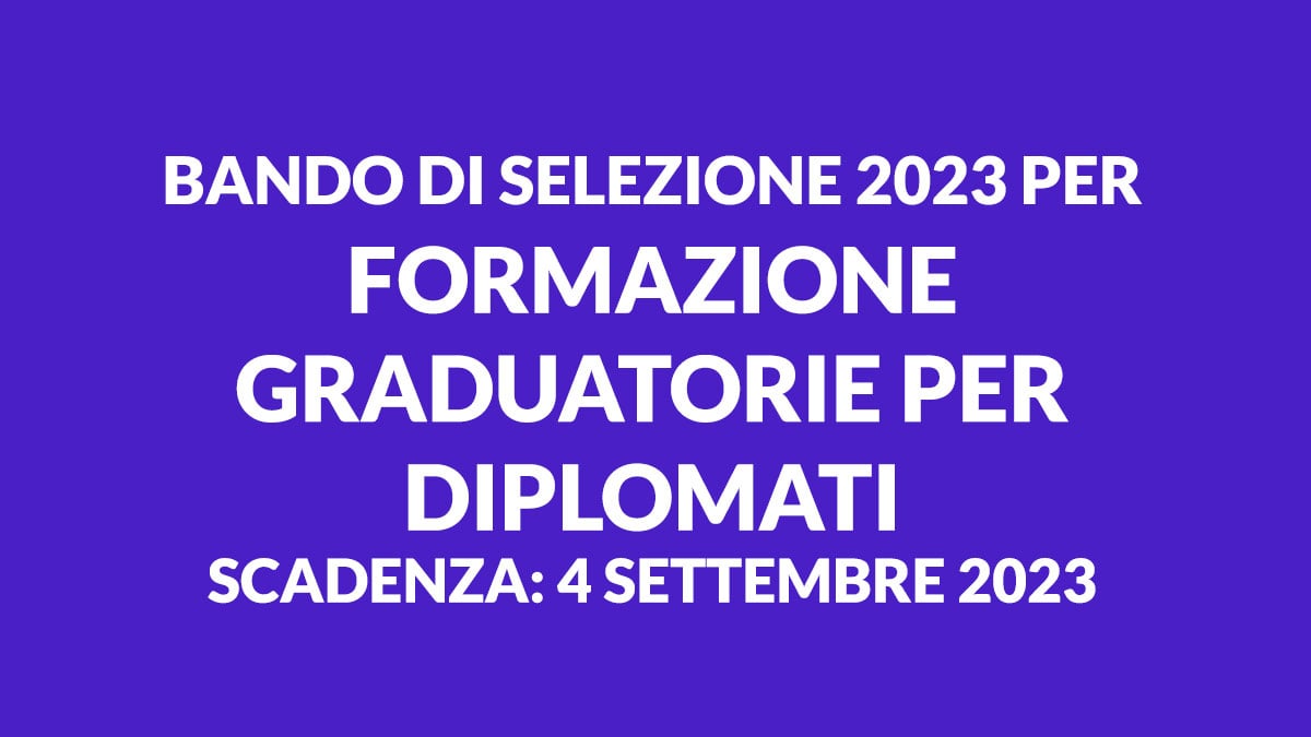 Bando di selezione 2023 per formazione graduatorie per DIPLOMATI in Liguria