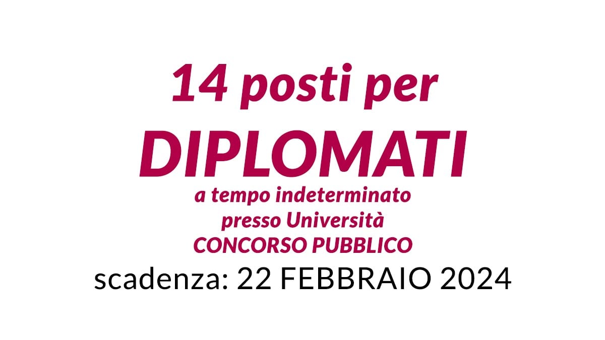 14 posti per DIPLOMATI a tempo indeterminato presso Università degli Studi di Palermo, CONCORSO PUBBLICO 2024