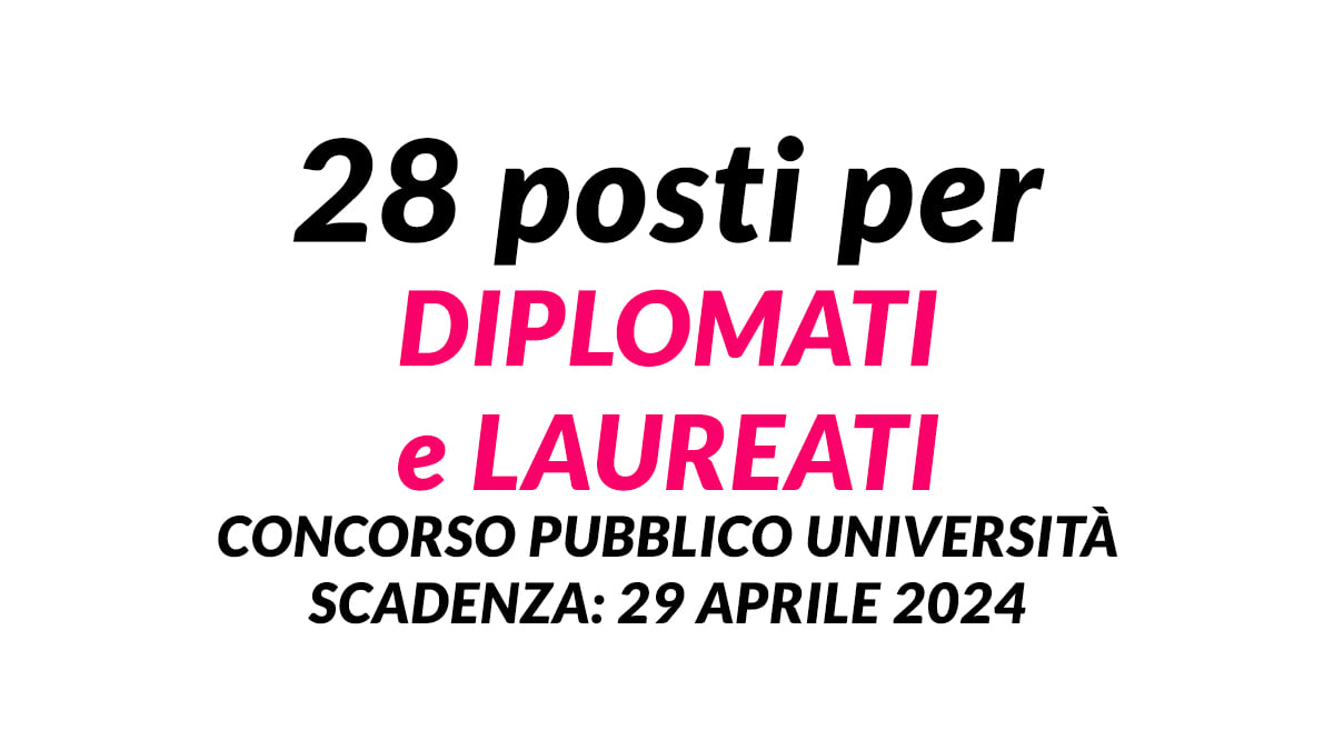 28 posti per DIPLOMATI e LAUREATI concorso pubblico Università Degli Studi della Basilicata
