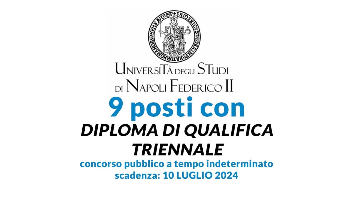 9 posti con DIPLOMA di qualifica triennale concorso pubblico Università FEDERICO II indeterminato