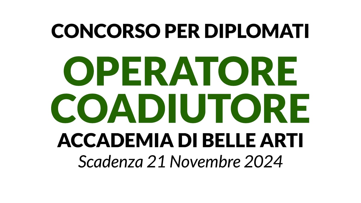 OPERATORE COADIUTORE concorso per diplomati presso Accademia di Belle Arti di Carrara
