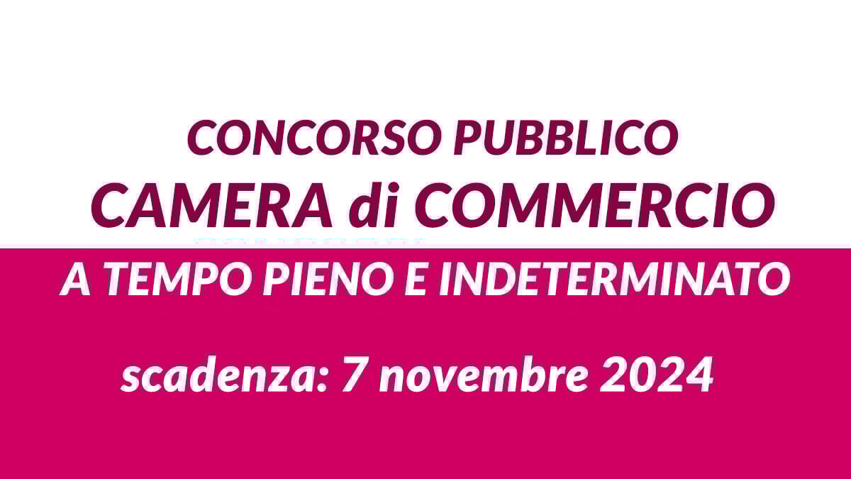 È USCITO IL BANDO PER LAVORARE ALLA CAMERA DI COMMERCIO A TEMPO INDETERMINATO, 2 posti per DIPLOMATI