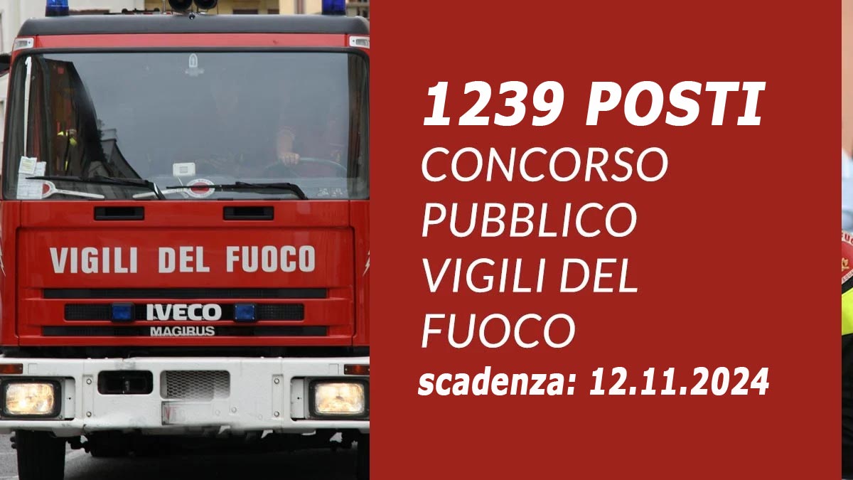 1239 POSTI NUOVO CONCORSO PER CAPO SQUADRA DEI VIGILI DEL FUOCO NOVEMBRE 2024, BANDO COMPLETO