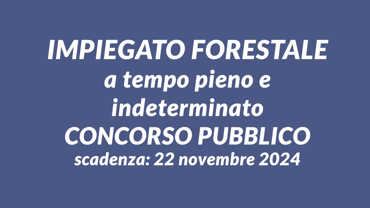 Impiegato forestale a tempo pieno e indeterminato CONCORSO PUBBLICO 2024 profilo TECNICO