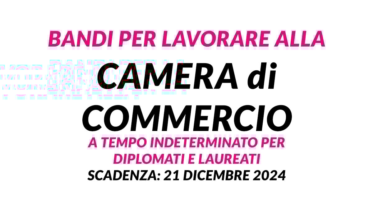 Sono usciti i bandi per lavorare alla CAMERA di COMMERCIO a tempo indeterminato per DIPLOMATI e LAUREATI