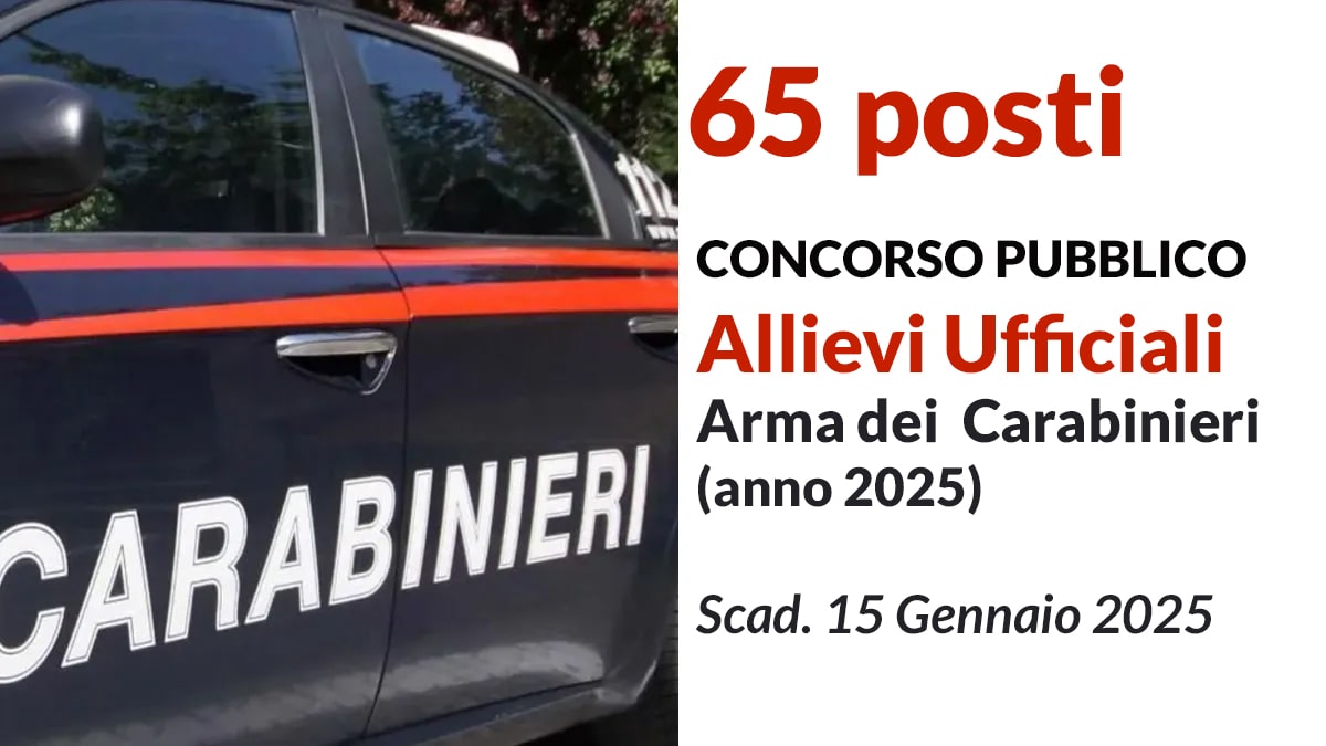65 Allievi Ufficiali dell’Arma dei Carabinieri anno 2025, concorso per Diplomati