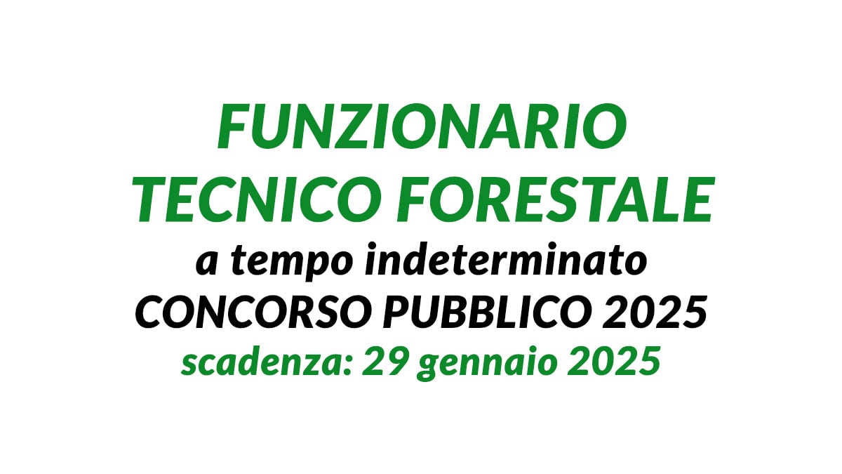 Funzionario tecnico FORESTALE a tempo indeterminato CONCORSO PUBBLICO 2025 presso ente parco nazionale