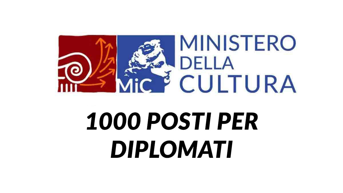 1000 posti per DIPLOMATI concorso pubblico 2025 Ministero della Cultura: in arrivo il concorso cosa sapere
