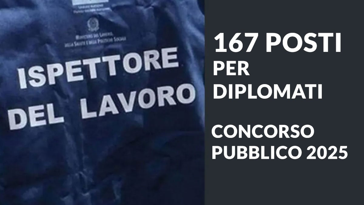 167 posti per Diplomati Concorso pubblico Ispettorato Nazionale del Lavoro INL 2025, ecco come partecipare