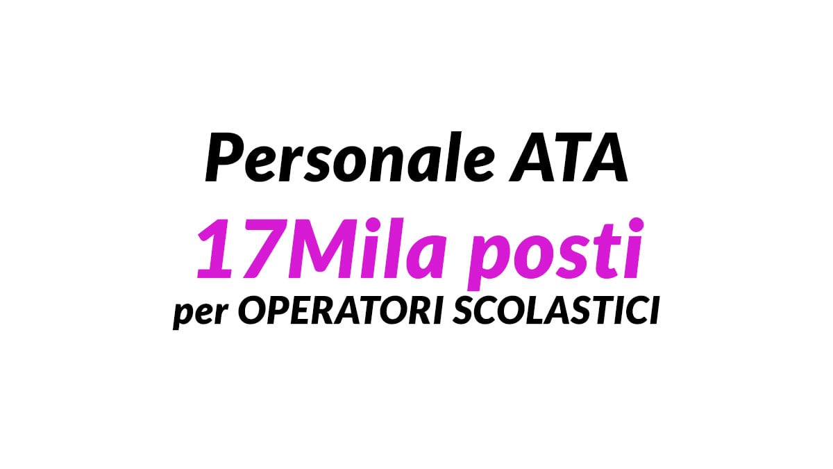 17Mila posti per OPERATORI SCOLASTICI Personale ATA revisione organici