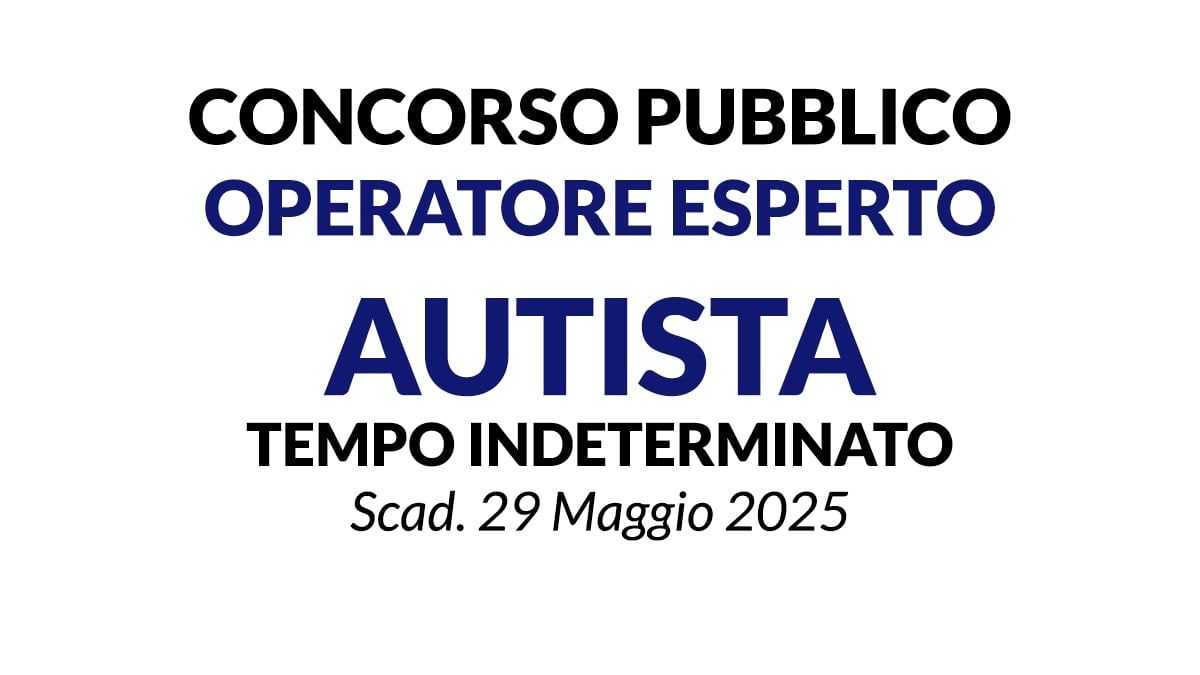 AUTISTA conducente autobus del Trasporto Pubblico Locale, concorso a tempo indeterminato