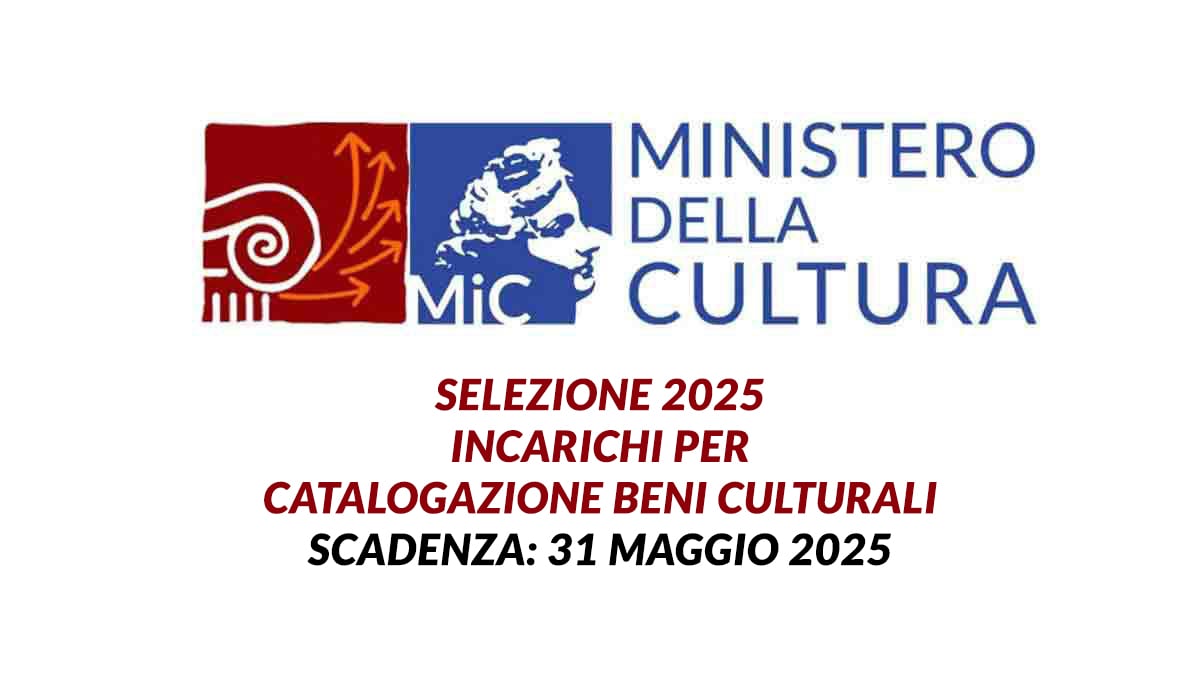Ministero della Cultura Bando di selezione 2025 INCARICHI per Catalogazione beni culturali