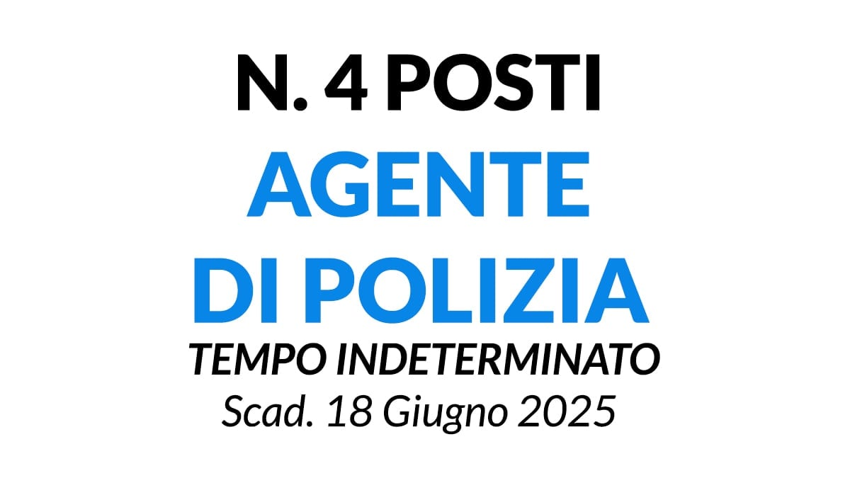 4 posti Agente di Polizia Locale a tempo indeterminato Comune di Montesilvano