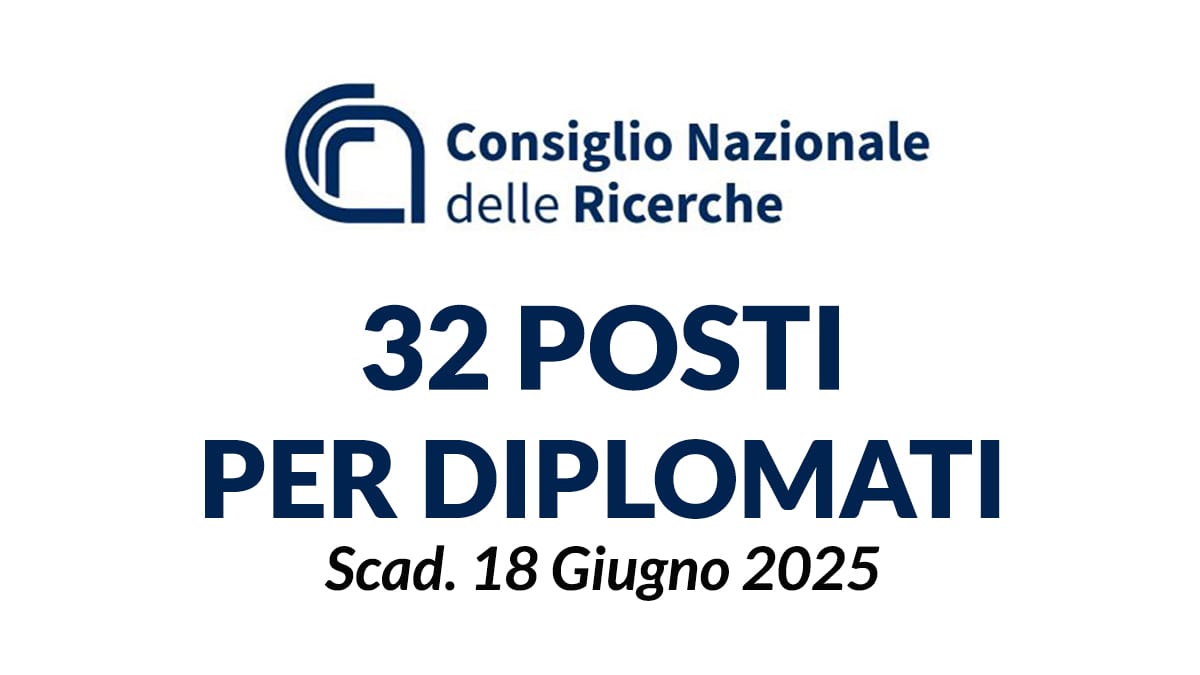 32 posti per DIPLOMATI concorso pubblico CNR 2025, come presentare domanda