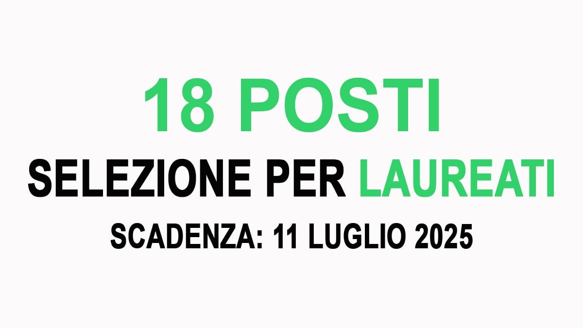 18 POSTI PER PERSONALE LAUREATO VARI PROFILI AVVISO DI SELEZIONE PUBBLICA LUGLIO 2025, BANDO COMPLETO