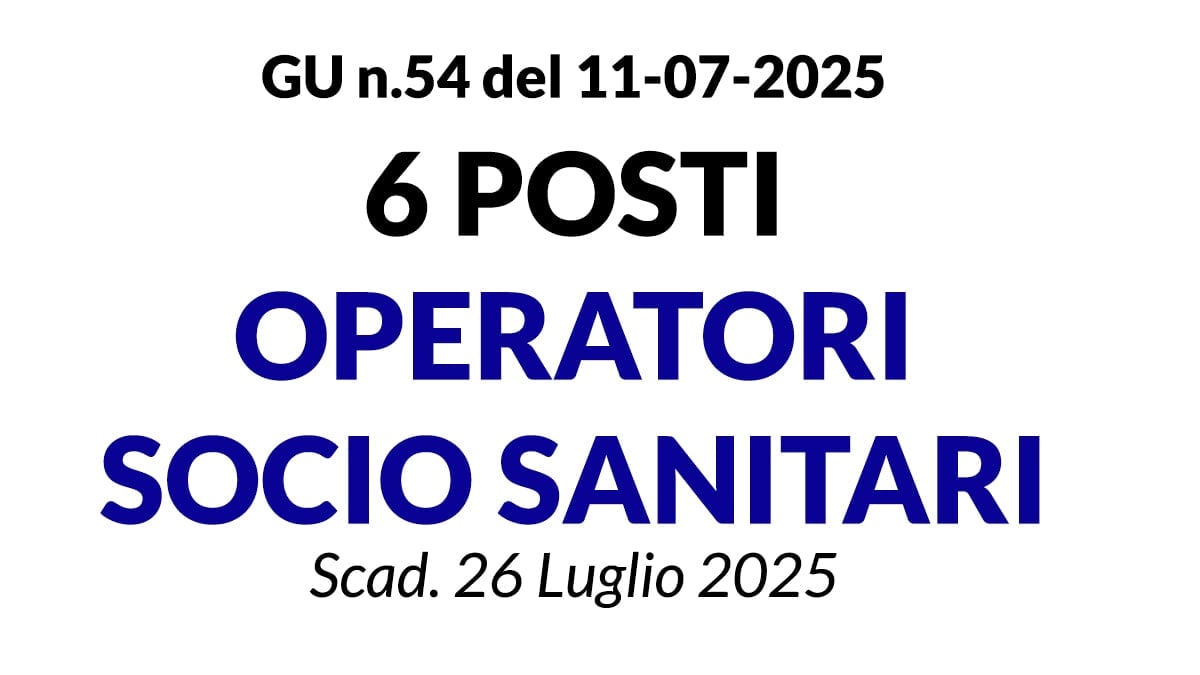 6 posti O.S.S - Operatore Socio Sanitario presso ASP ISTITUTO ROMANO DI SAN MICHELE DI ROMA