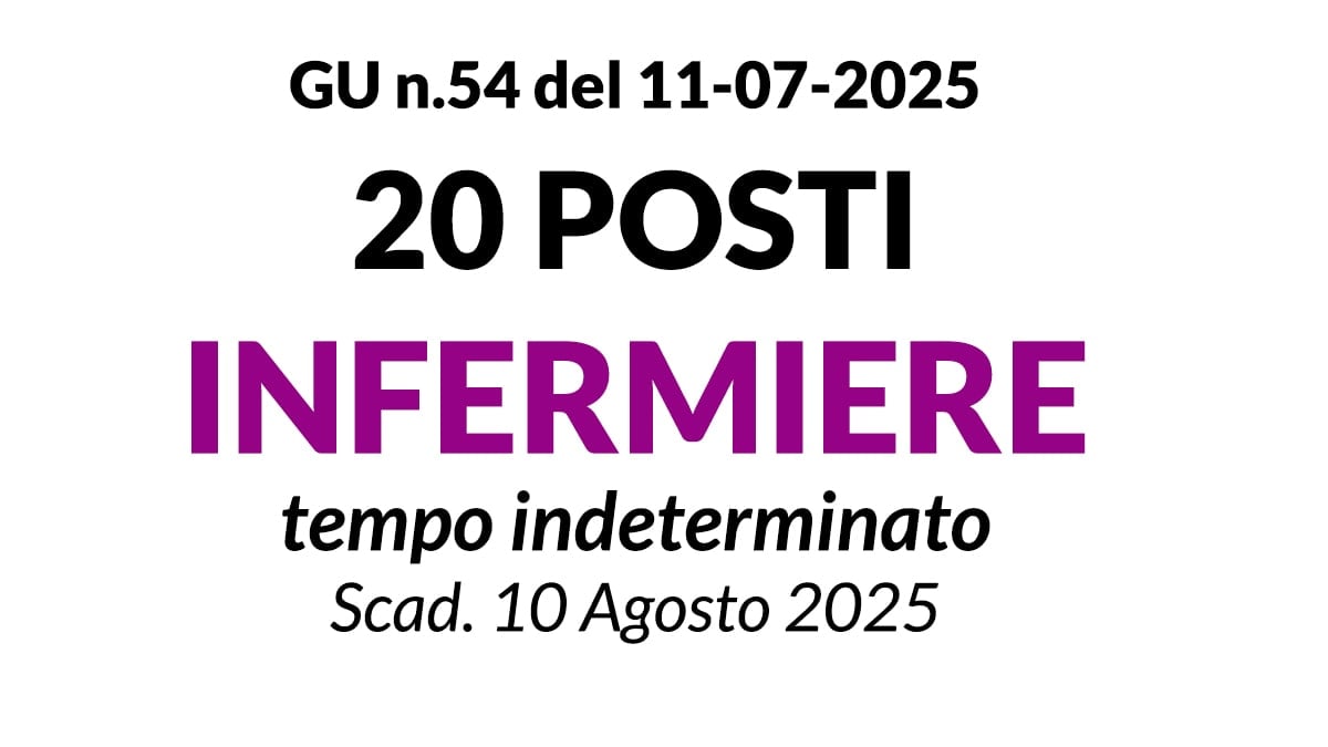 20 posti INFERMIERI a tempo indeterminato presso ASST DELLA BRIANZA, CONCORSO LUGLIO 2025