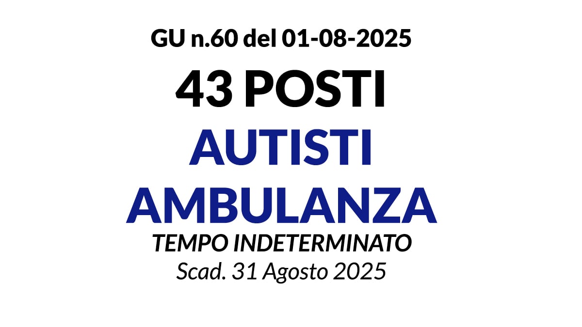 43 POSTI AUTISTA DI AMBULANZA, CONCORSO PER DIPLOMATI A TEMPO INDETERMINATO AUSL  VALLE D'AOSTA