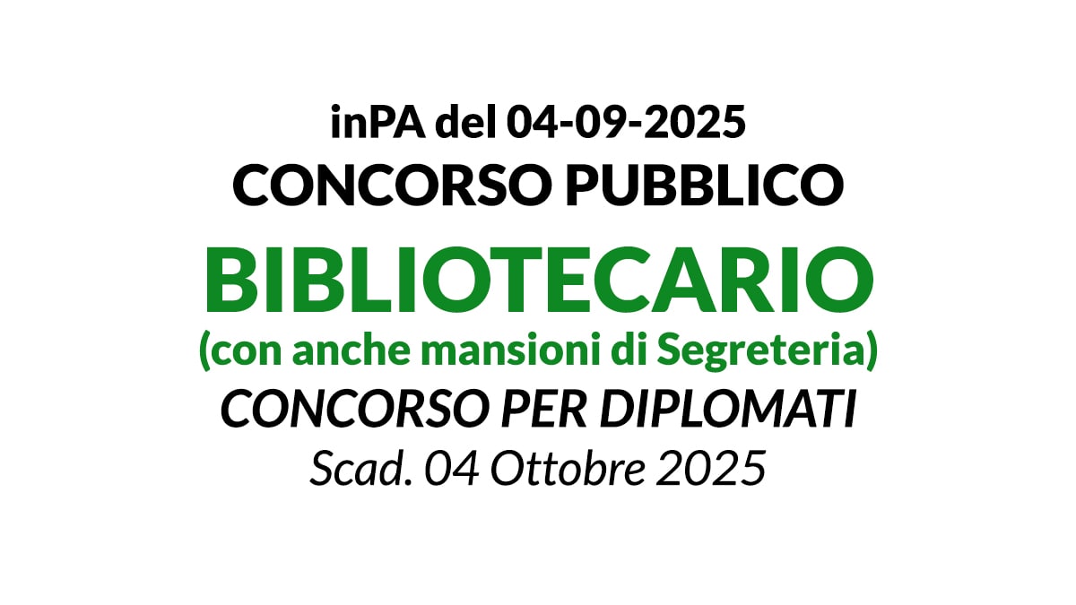 Istruttore Amministrativo Bibliotecario, concorso a tempo indeterminato presso ente comunale