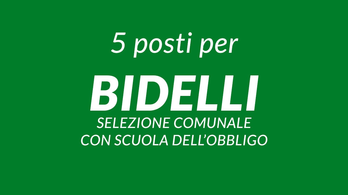 5 posti per BIDELLI bando di selezione comunale 2025 con scuola dell'obbligo, selezioni in corso