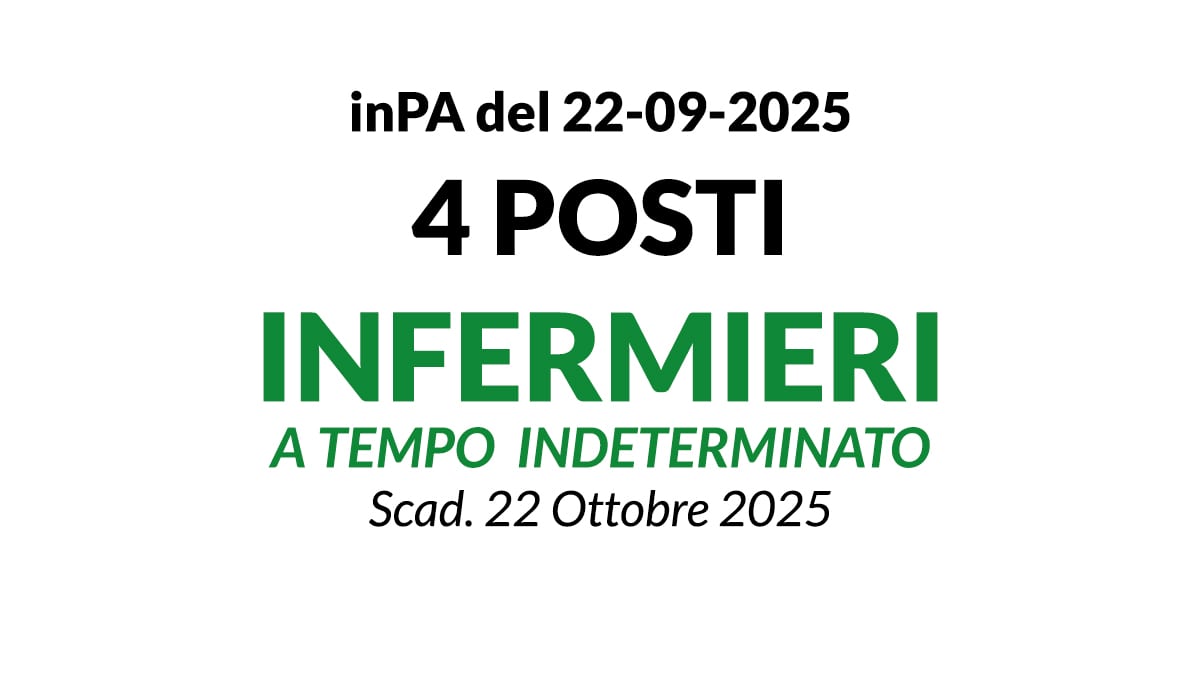 4 posti di INFERMIERE A TEMPO INDETERMINATO presso Istituto Anziani Casa de Battisti