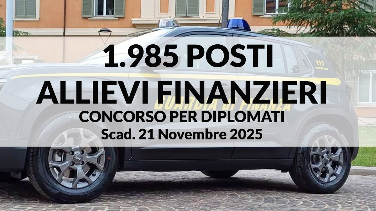 1.985 Allievi Finanzieri concorso per Diplomati Guardia di Finanza anno accademico 2025/2026