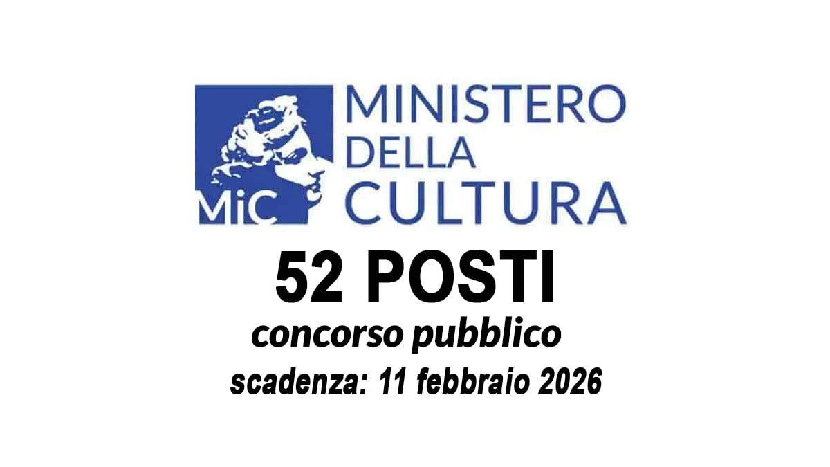 52 posti per LAUREATI pubblicato il Concorso Ministero della Cultura MIC 2026, domanda e requisiti
