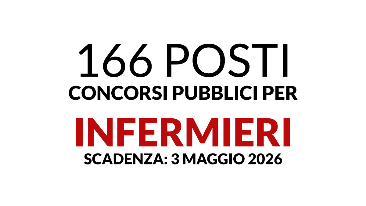 166 posti per INFERMIERI pubblicati in gazzetta ufficiale, concorsi pubblici 2026 bandi e requisiti