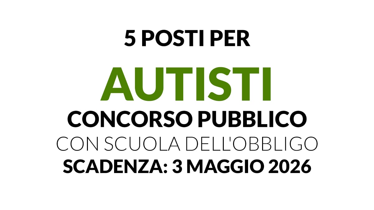 5 posti per AUTISTI concorso pubblico ROMA CAPITALE 2026 con scuola dell'obbligo, requisiti e bando