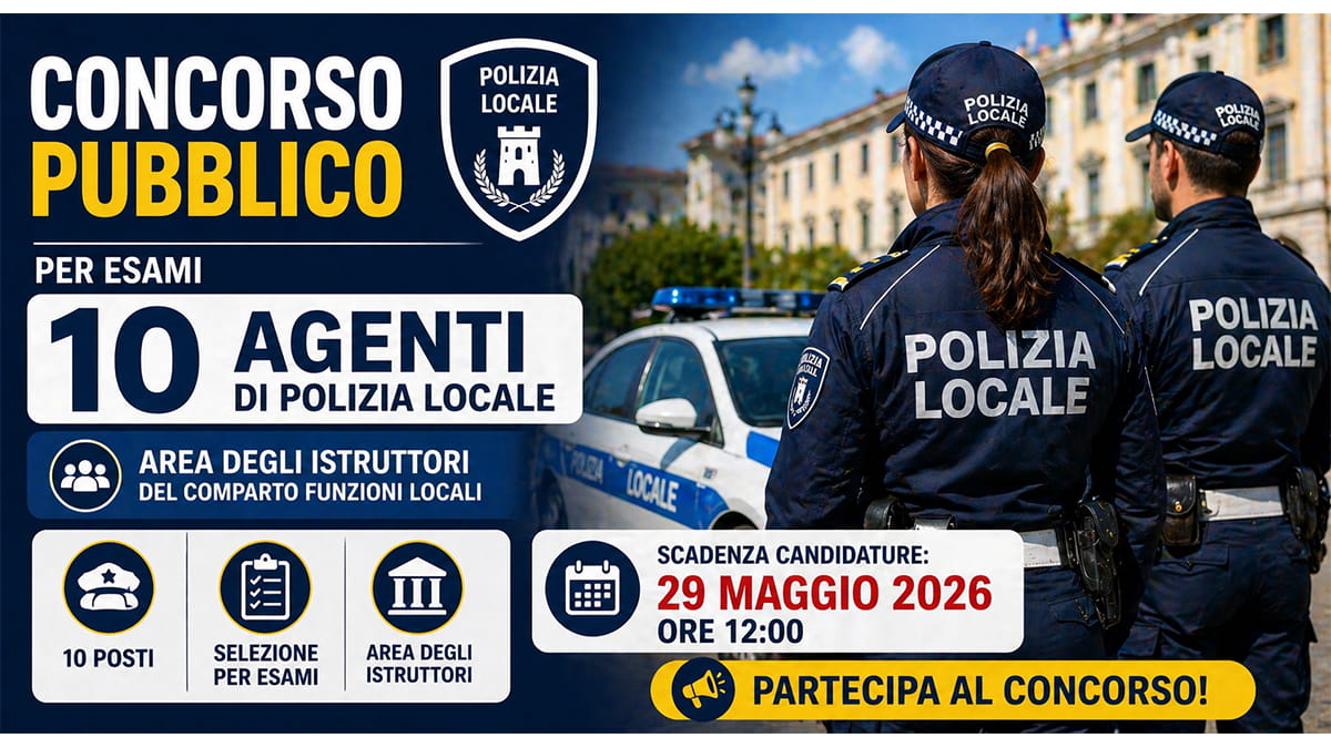 10 AGENTI DI POLIZIA LOCALE, CONCORSO PER DIPLOMATI PRESSO IL COMUNE DI GALLIPOLI