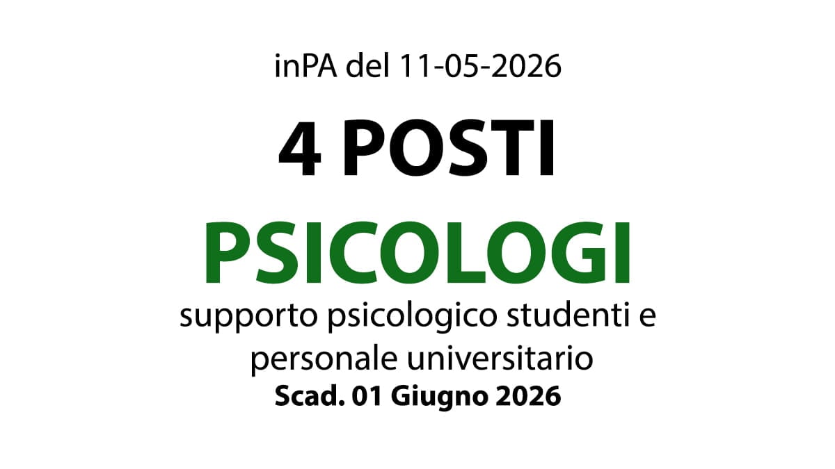 4 posti per FUNZIONARI PSICOLOGI, concorso pubblico presso Università degli Studi di Cagliari