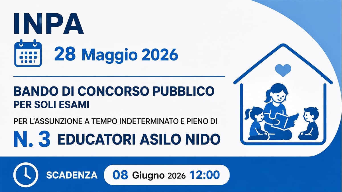 3 POSTI EDUCATORE ASILO NIDO, CONCORSO PUBBLICO PRESSO EnEA – Ente Educazione Assistenza