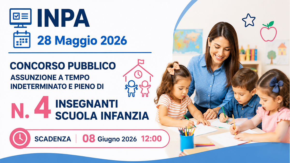 N. 4 INSEGNANTI SCUOLA INFANZIA, CONCORSO PUBBLICO PRESSO EnEA – Ente Educazione Assistenza