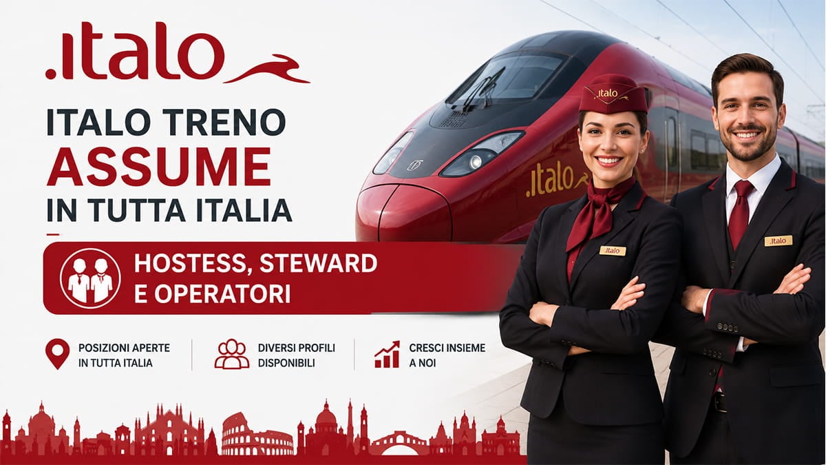 Italo Treno assume in tutta Italia: posizioni aperte per hostess, steward, operatori di impianto e profili manageriali