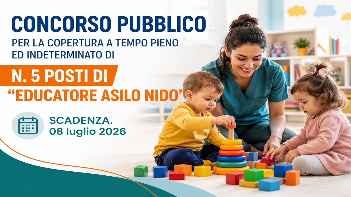 5 POSTI PER EDUCATORE ASILO NIDO CONCORSO PUBBLICO A TEMPO INDETERMINATO AZIENDA SPECIALE MULTISERVIZI, BANDO COMPLETO