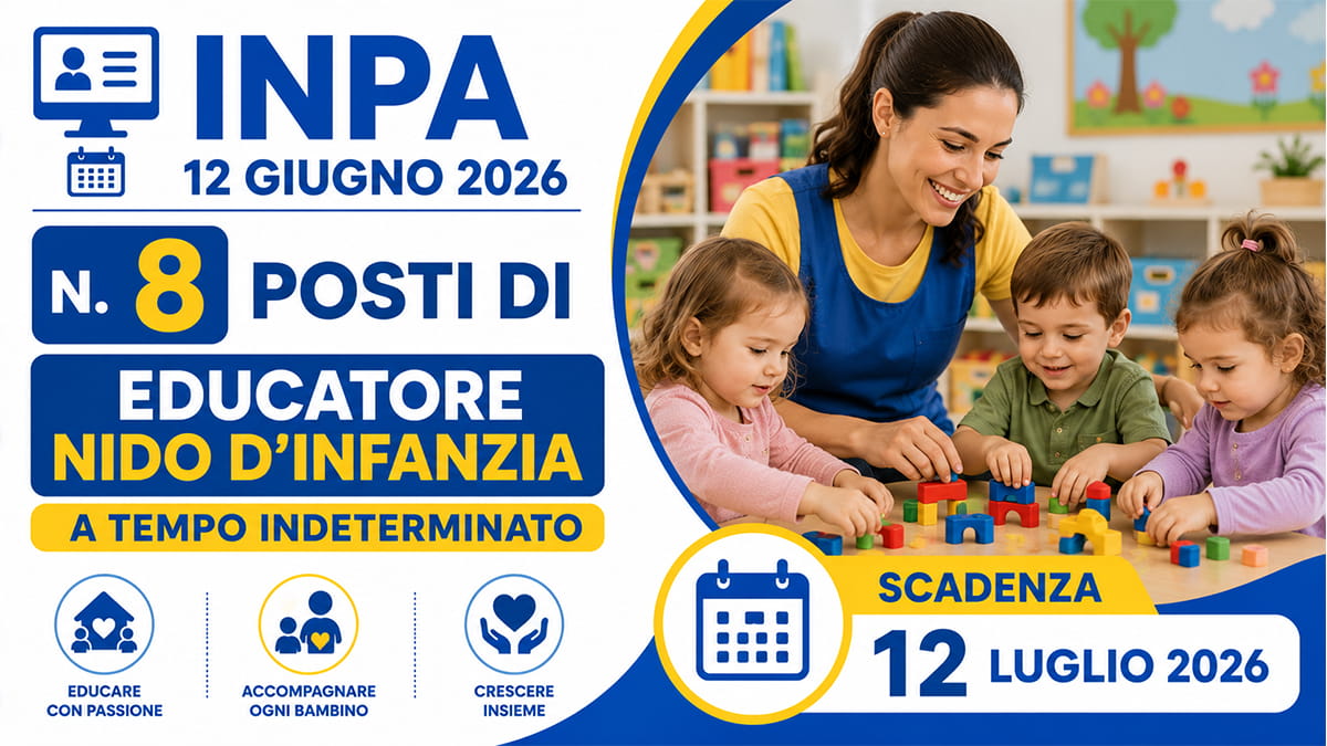 N. 8 POSTI DI EDUCATORE NIDO D’INFANZIA A TEMPO INDETERMINATO ASP VALLONI MARECCHIA