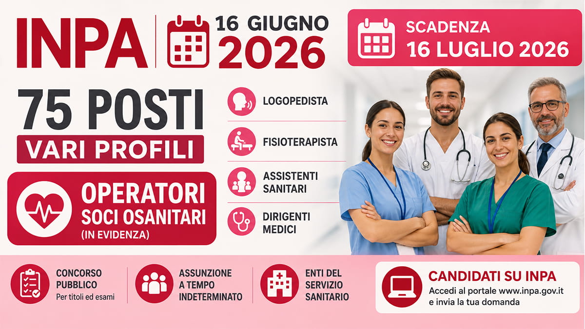75 POSTI VARI PROFILI OSS, ASSISTENTI SANITARI, LOGOPEDISTI, DIRIGENTI MEDICI PRESSO IRCCS ASSOCIAZIONE OASI MARIA SS. ONLUS DI TROINA