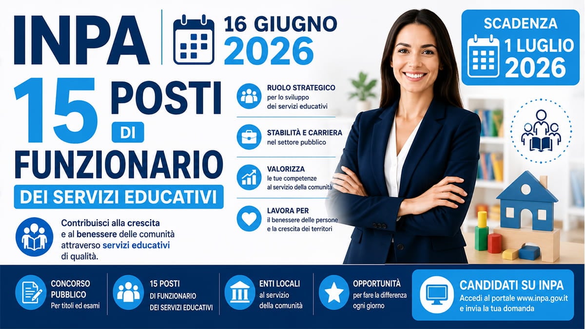 15 posti con profilo di Funzionario dei Servizi Educativi presso il COMUNE DI MODUGNO