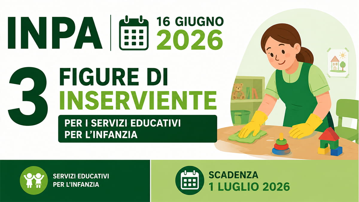 3 POSTI DI INSERVIENTE SERVIZI EDUCATIVI PER L'INFANZIA A TEMPO INDETERMINATO
