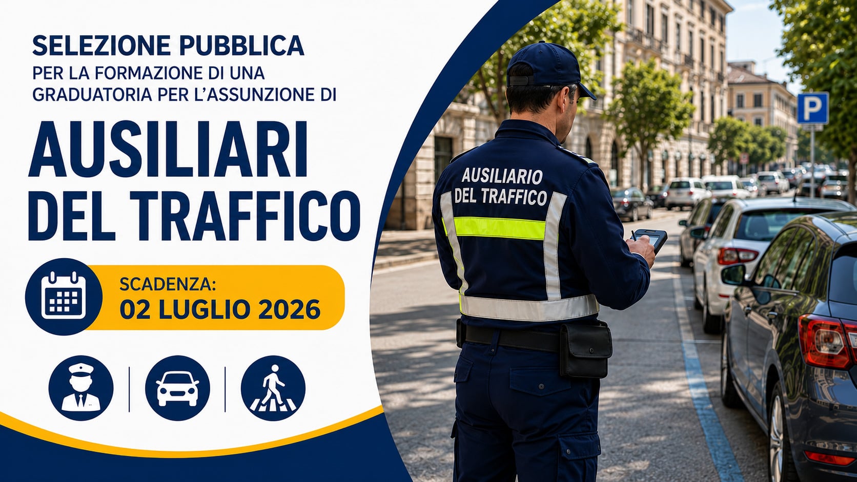 AUSILIARI DEL TRAFFICO SELEZIONE PUBBLICA PER ESAMI PER LA FORMAZIONE DI UNA GRADUATORIA LUGLIO 2026, BANDO COMPLETO