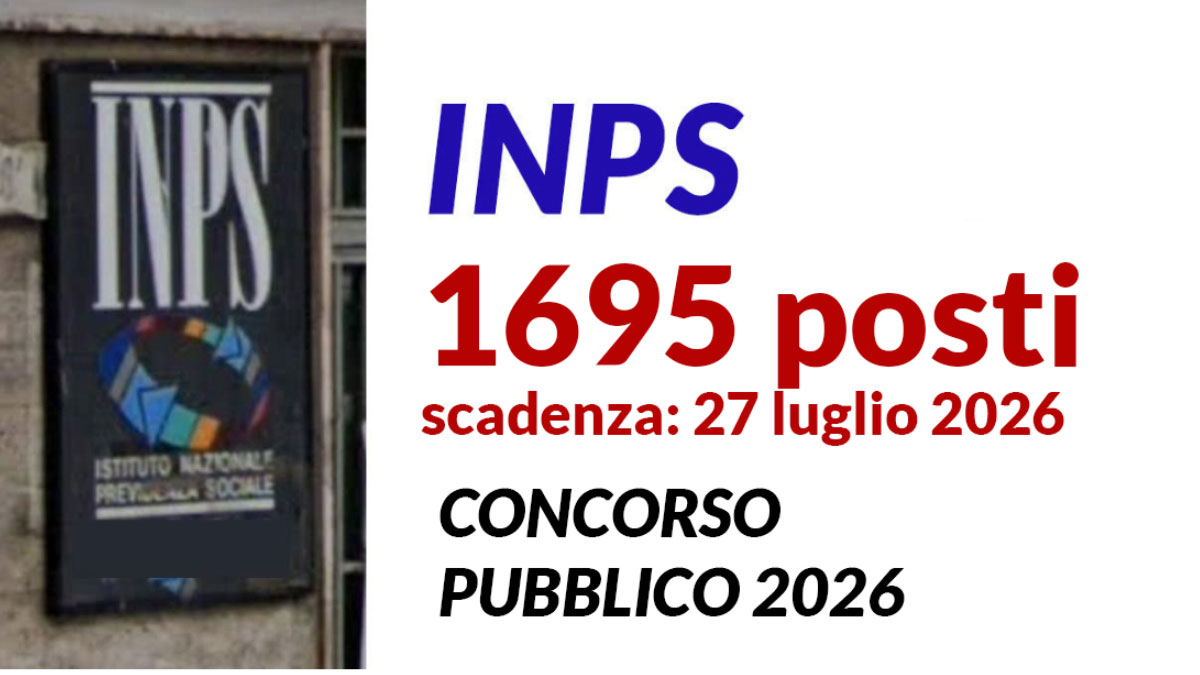 1695 posti CONCORSO PUBBLICO INPS 2026, pubblicato il nuovo bando per FUNZIONARI