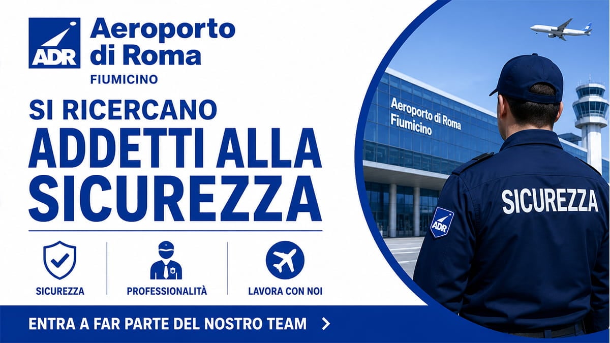 Aeroporto di Roma Fiumicino assume addetti alla sicurezza: opportunità per diplomati 
