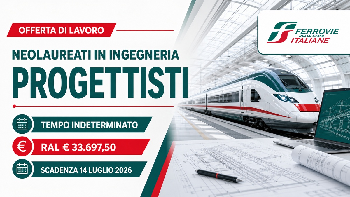 LAVORO PER NEOLAUREATI IN INGEGNERIA FERROVIE DELLO STATO ASSUME PROGETTISTI LAVORA CON NOI 2026